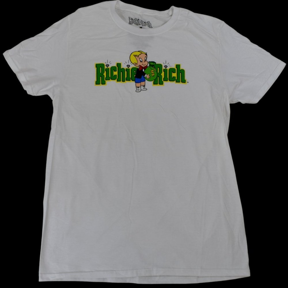 Richie Rich Mens Holding Bag Of Money White Shirt New